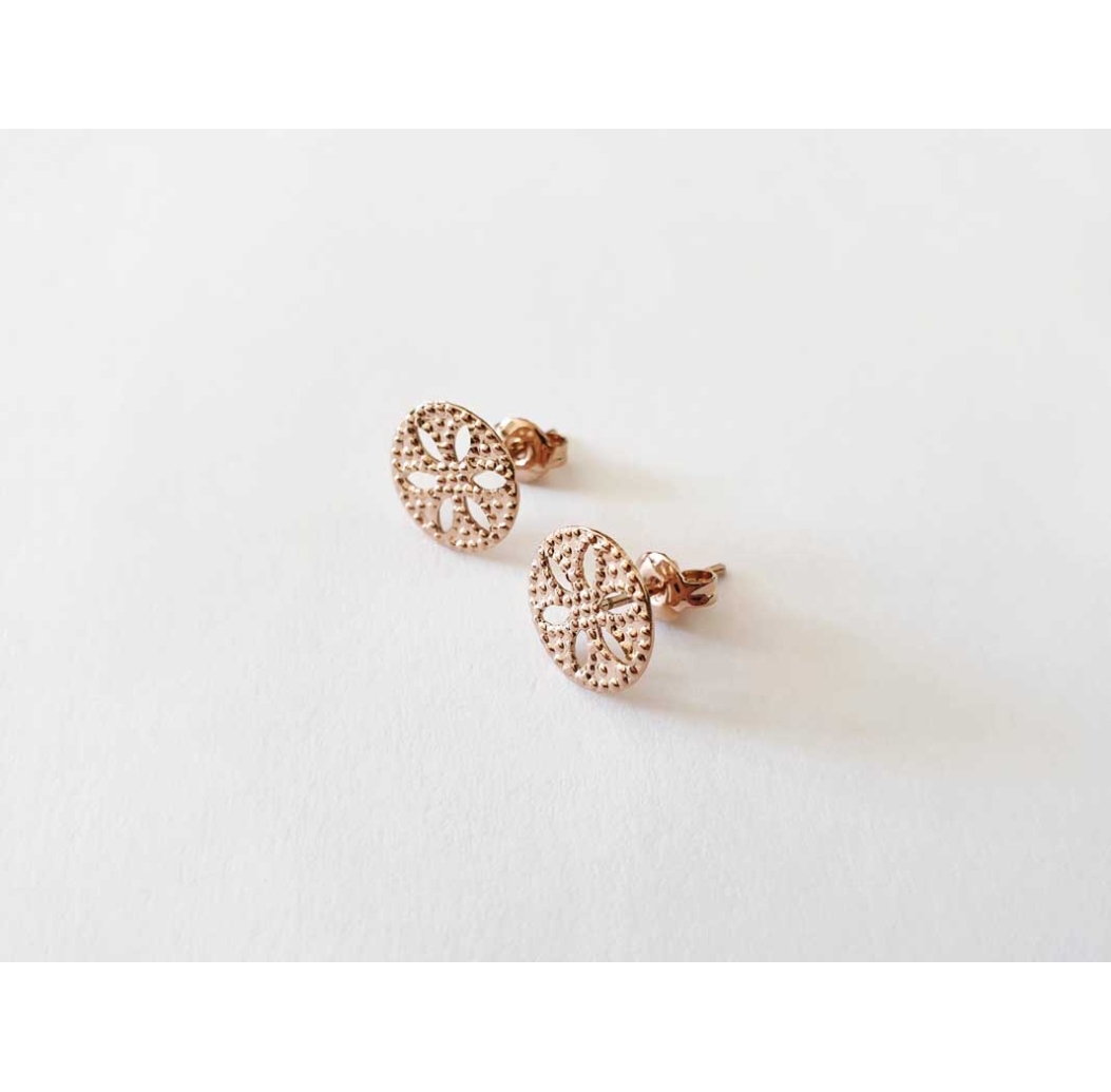 Boucles d'oreilles Fleur or rose