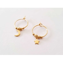 Mini Créoles Moon And Star or