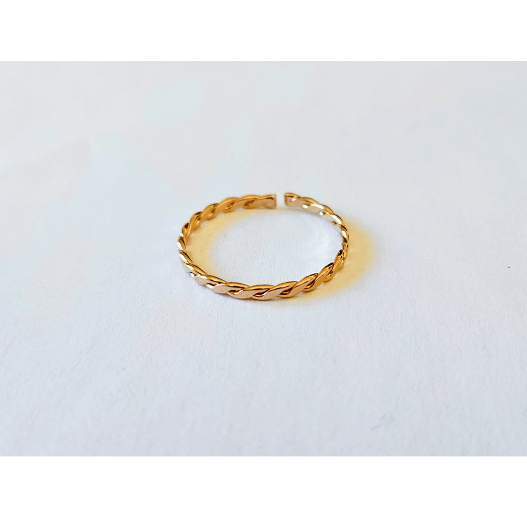 Bague Tresse or rose