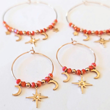 Boucles d'oreilles créoles Constellation or rose petites