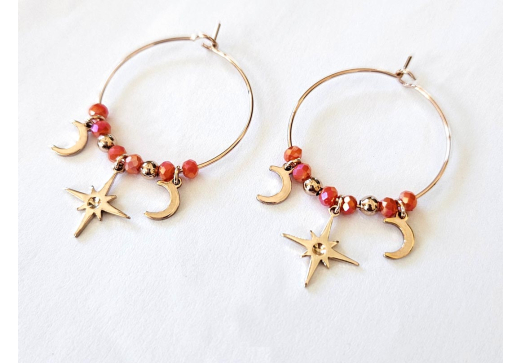 Boucles d'oreilles créoles Constellation or rose petites