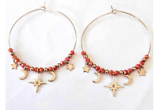 Boucles d'oreilles créoles Constellation or rose