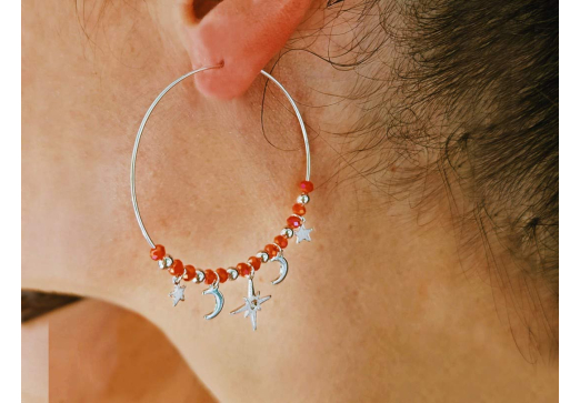 Boucles d'oreilles créoles Constellation argent