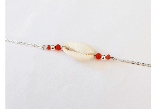 Bracelet Cauri Coloré argent