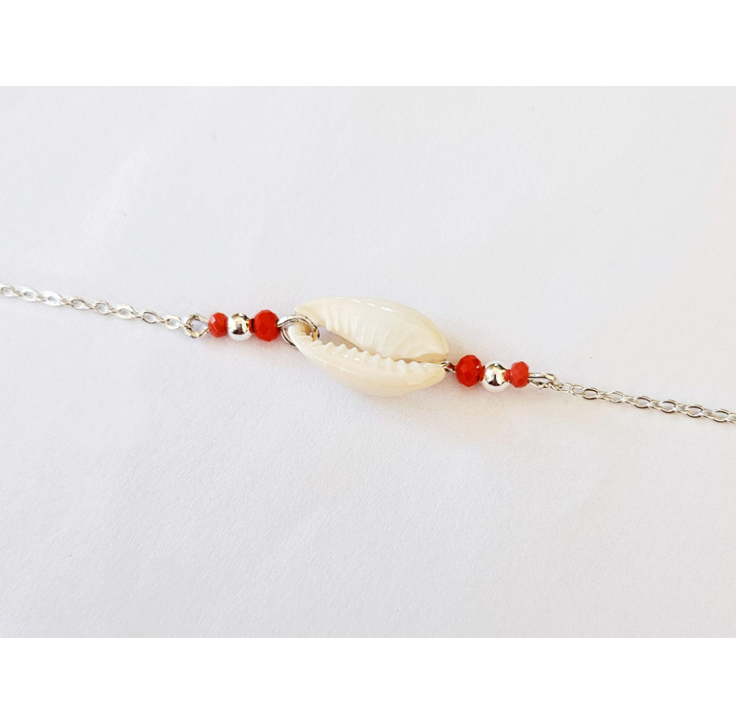 Bracelet Cauri Coloré argent