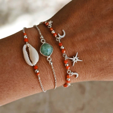 Bracelet Cauri Coloré argent