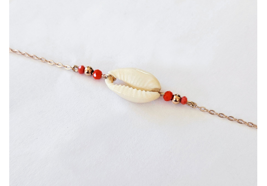 Bracelet Cauri Coloré or rose